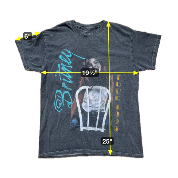 Britney Spears T Shirt Men's Small-Medium Gray Concert Tour 1999 Retro Music Tee - Picture 4 of 4